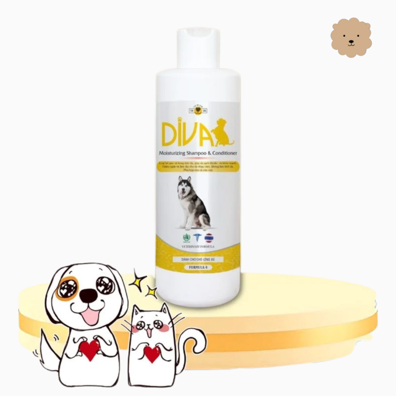 Sữa tắm chó dưỡng lông chống rối DIVA Vàng 400ml